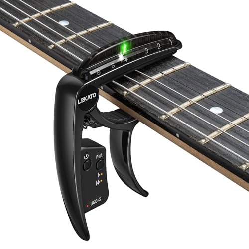 LEKATO TC50 2 In 1 Guitar Capo Tuner for Acoustic Electric Guitar, Semi-step Tuning Mode, USB...