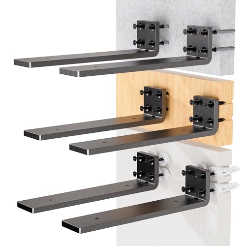 HOZE Sturdy Heavy Duty Shelf Bracket 8-Inch Set of 6, Perfect for Floating Shelves, Made from 1/5" Thick Metal in Matte Black Finish by HOZE - Used condition - US$21.20