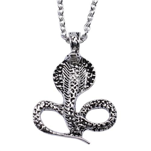 Collier pendentif serpent cobra argenté 32x43mm bijoux tendance pour femmes hommes