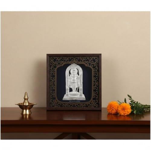Image of Silver Plating Ramlalla Frame | Divine Home Decor | Wall Mount SquareFrame for Gift, Wooden PhotoFrame for Temple, OfficeDecor | hangingframe (6.50 inch x 6.50 inch Inch)
