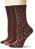 Nine West Women's Animal Print Solid Tipped Three-Pair Pack Crew Sock