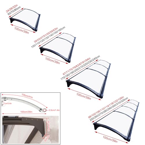 Toldo para puerta exterior transpirable de policarbonato curvo protector de lluvia para ventanas 4