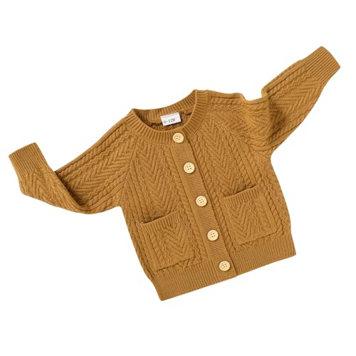 YOUNGER TREE Toddler Baby Girl Boy Cardigan Long Sleeve Button Knit Sweater Unisex Fall Winter Clothes, Brown, 6-12 Months