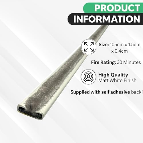 Intumescent Fire & Smoke Seal Door Strips - 5 Pack | 105cm x 1.5cm x 0.4cm | Adhesive Safety Strips to Prevent Smoke Spread | White ((15 x 4mm) Fire Rating 30&60min)