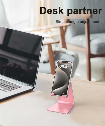 Cell Phone Stand for Desk- Adjustable Phone Stand Holder, Cradle, Dock, Desktop Stand for iPhone 16, 15, 14, Plus, Pro, Pro Max, 13 12 X XS,4-8" Phones, Office Accessories (Rose Gold) - Image 4