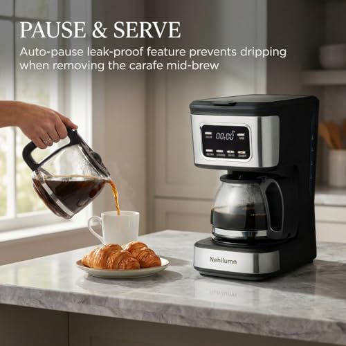 Nehilumn 5-Cup Programmable Coffee Maker