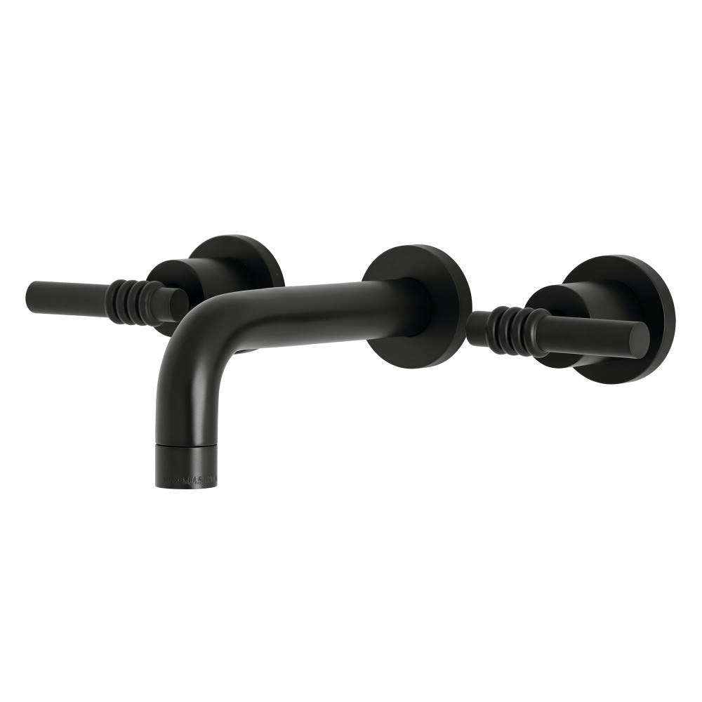 Robinet mural Kingston Milano 20 cm mitigeur encastré laiton noir mat lavabo