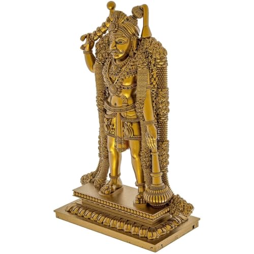Image of SHILP ART & CREATIONS Karuppasamy Brass Idol Statue | Hindu Sculpture for Home Temple, Pooja Room & Entrance Decor | Antique Finish Traditional God Murti for Spiritual Use (Golden, 3 inch)