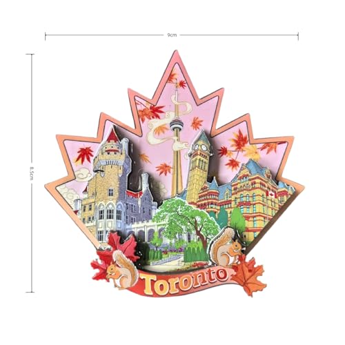 Imán decorativo de madera Toronto Canada 3D miniatura 6