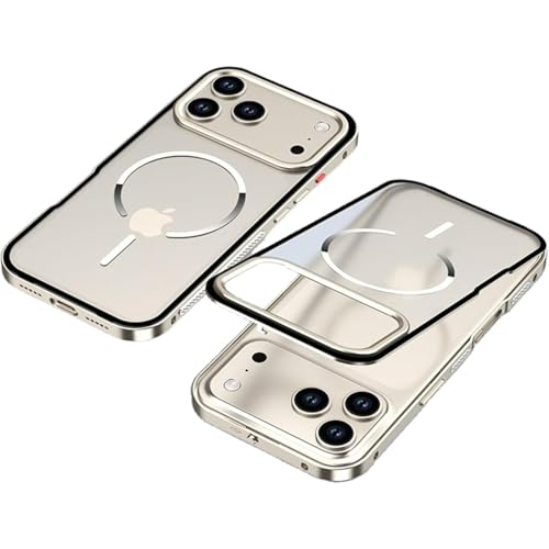 Coque iPhone 17 Pro cadre métal luxe bumper aluminium et dos mat semi-transparent premium titanium