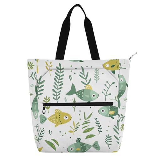 Bolsa de mano infantil y de adulto verde pez, ideal para llevar tu comida a la escuela o trabajo