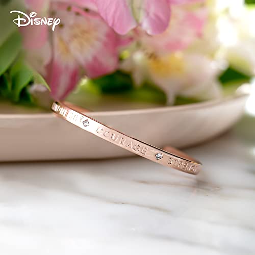 Image of Origami Owl Disney Kindness, Courage, Strength Adjustable Bangle Bracelet With Crystals, Rose Gold, Open Design Fits Most Wrists