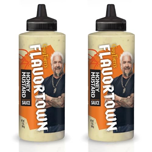 Guy Fieris Flavortown Honey Mustard Sauce - Creamy Dipping Condiment for Sandwiches Pretzels Chicken & Salad Dressing Sweet and Tangy - 12.5 Ounce Bottle (Pack of 2)