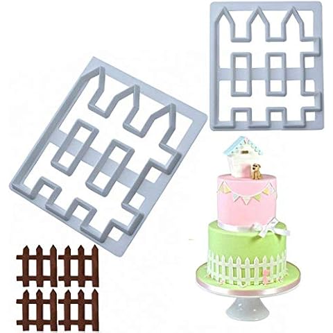 MoldFun 2Pcs Wood Fence Cookie Cutter Plastic Mold for Fondant, Gum Paste, Polymer Clay, Cake Border Decorating Cover