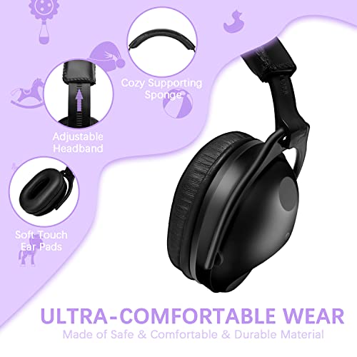 Image of ZOHAN Kids Ear Protection 2 Pack, 25dB NRR Noise Cancelling Headphones for Kids, with Pillowy Pads, for Monster Truck, School, Autism, Sensory, Fireworks, Concerts, Events (Black+Black)
