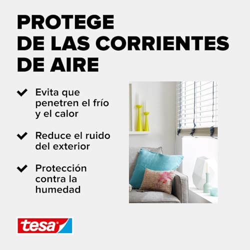Miniatura 5 de Tesamoll Perfil D, Burlete De Caucho Autoadhesivo Para Aislar Ventanas Y Puertas Y Sellar Huecos, Blanco, 6 M X 9 Mm X 3-7 Mm
