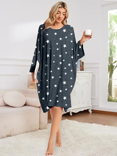 Image of CRIPOM Plus Size Moo Moos for Women Oversized Sleep Shirts for Women Oversized Nightgown with Pocket Fit S-5XL