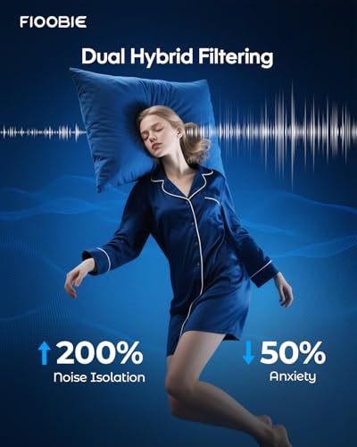 Fioobie Ohrstöpsel zum Schlafen - Lab-zert. Noise Cancelling Ohrstöpsel für Fokus, Reisen, Sensitivität | Komfort-Silikon wiederverwendbar | 46 dB Gehörschutz
