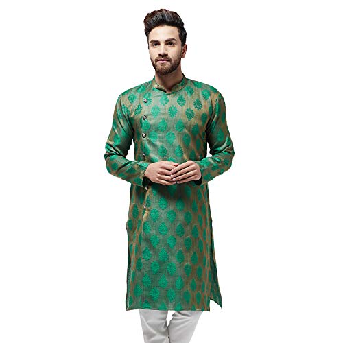 Image of SOJANYA Men's Silk Embroidered Regular Kurta