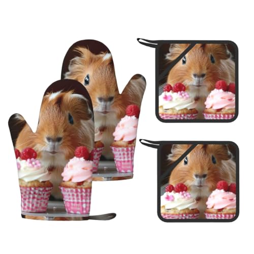 Ensemble de four résistant à la chaleur motif cupcakes lavable - 2