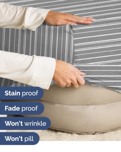 Image of CGK Linens 2 Pack Extra Deep Full Fitted Sheets - Grey Stripes