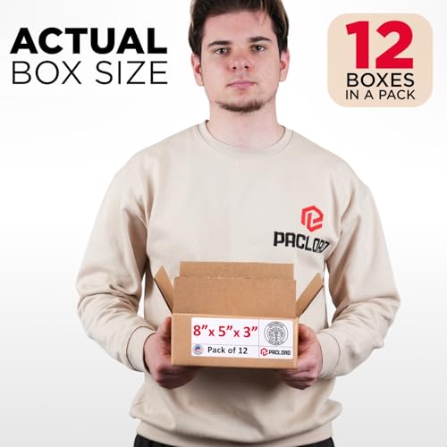 Image of Small Cardboard Boxes 8 inchL x 5 inchW x 3 inchH (Pack of 12) - USA-Made Packing Boxes for Moving, Shipping, or Storage - USPS, UPS, FedEx Approved - Professional Packing Supplies for Moving