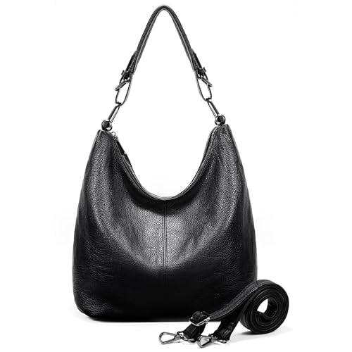 Image of YALUXE Women's Genuine Leather Shoulder Bags Slouchy Hobo Handbags Purses