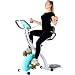 Murtisol Folding Exercise Bike Compact Foldable Stationary Bike Magnetic Resistance Control W/Twister Plate, Arm Resistance Bands, Extra Large&Adjustable Seat and Heart Monitor Home Exercise, Blue
