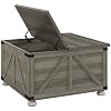 HOMCOM Farmhouse Coffee Table 315 Square Coffee Table with Storage Living Room Center Table with Hinged Flip Lift Top and Hidden Space Distressed Gray