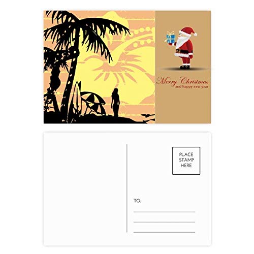 Cartes postales motif Père Noël en lot de 20 avec décors fleur de coco magique