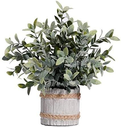 ifreeside Small Potted Artificial Plants Plastic Fake Greenery Topiary Shrubs for Home Office Farmhouse Bathroom Tabletop Indoor Decor Green Rosemary