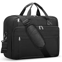 RAINSMORE Laptop Bag 15.6 Inch Briefcase Waterproof Large Shoulder Bags Messenger Bag Computer Carrying Case for Man Women Business/Office/School/Travel, Black