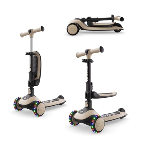 Kinderkraft Halley 2, Correpasillos Desde 12 Meses y Patinete Desde 24 Meses, 2 en 1, para Niños, Ajustable, Triciclo, Bici sin Pedales, 3 Ruedas, LED, Multifuncional, hasta 50 kg, Blanco