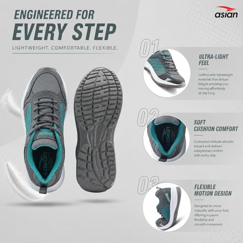 Image of ASIAN Wonder-21 Men's Running Shoes | Lace-Up Shoes with Lightweight Mesh Upper | Cushioned Comfort & Durable Grip for Daily Use