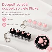 2 Stück Tastatur Fidget Schlüsselanhänger Set, Mini Tastatur 4 Tasten klick Fidget Toy, Asmr Tastatur Schwarze Katze, Schwarz-Weiße & Bunte Katzenpfote, Für Büro, Uni. (Schwarz-Weiße) – Ansicht 7