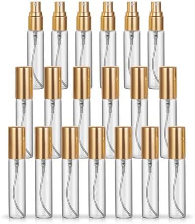 20 Pack 10ml Glass Perfume Spray Bottle, Bulk Gold Atomizer bottle