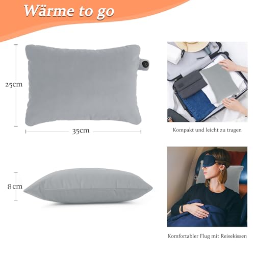 Thermrup Bobo Mobiles Heizkissen mit Ferninfrarot | USB Wärmekissen 25x35cm aus Samt – Sanfte, tiefenwirksame Wärme für Zuhause & Unterwegs (Ohne Powerbank) (Grau)