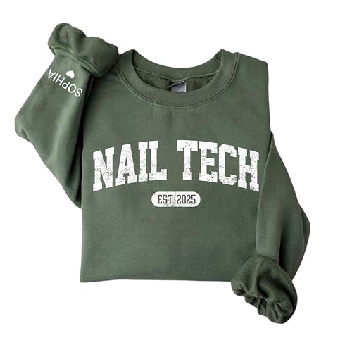 CHILLEVER Personalized Nail Tech Sweatshirt, Custom Manicurist Sweater, Salon Crewneck, Graduation Gift for Beauty Professional, Appreciation Week Present