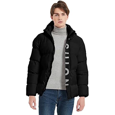 Mens Winter Jacket, Mens Hooded Insulated Jacket,Waterproof Skiing Jacket Windproof Outdoor Winter Coat,for Skating,Snowboarding,Hiking,Hunting,Climbing BK L Cover