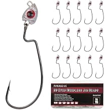 Vivid Fish Eyes Swimbait Jig Heads for Fishing, 15Pcs Swing Bass Jigheads Lifelike Weedless Jig Heads for Ned Rig or Texas Rig 1/8 3/16 1/4 3/8 1/2oz