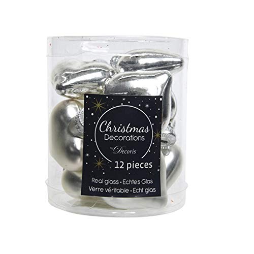 Mini-Glasherzen, 40 mm, glanz/matt, 12 Herzen/Dose, silber