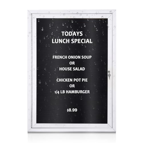 EVERSUPPLY 36x24 in Enclosed Letter Board, Outdoor Display Case, Black Felt