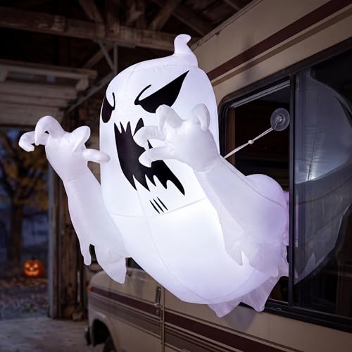 Joiedomi Aufblasbarer gruseliger Fliegender Geist für Halloween, 1,5 m, aus dem Fenster ausgebrochen, aufblasbar mit eingebauter LED… – Ansicht 4