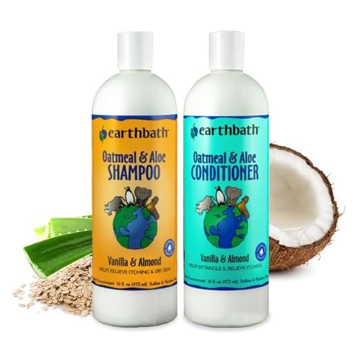 Earthbath Oatmeal & Aloe Shampoo & Conditioner Pet Grooming Set - Itchy, Dry Skin Relief, Made in USA - Vanilla & Almond, 16 oz