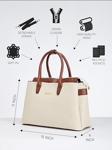 Image of Fargo Roam Handbag for Women | Vegan Leather with 15-Inch Laptop Compartment, RFID Pocket, Smooth Zip & Premium Look | Stylish Office, College & Travel Bag | Made in India