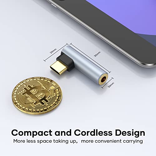 Bakibo Usb C To 3.5Mm Audio Adapter, Usb C To Headphone Jack Aux Adapter Earphone Right Angle Usb C Headphone Adapter Type C Dongle Dac Cordless For Sam Sung Galaxy S22/S21 I Pad Pro Macbook (Grey) #TOP5