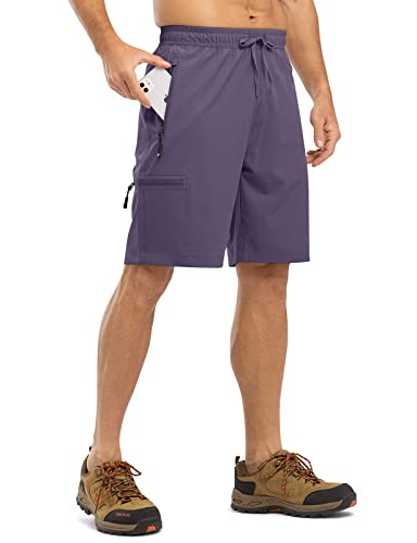 Tbmpoy Men's Hiking Shorts With 5 Zip Pockets 9'' Lightweight Outdoor Work Athletic Short For Men Travel Running Purple Grey Xl #TOP10