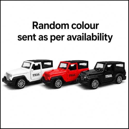 Image of Thar Die-Cast Metal Toy Car 1:32 Scale Pull Back Model Car with Openable Doors, LED Lights & Sound, Alloy Metal Body, Mini SUV Vehicle Toy for Kids Boys Girls & Collectors (3+ Years)