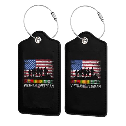 Vietnam Veteran Leather Luggage Tag Stainless Steel Ring