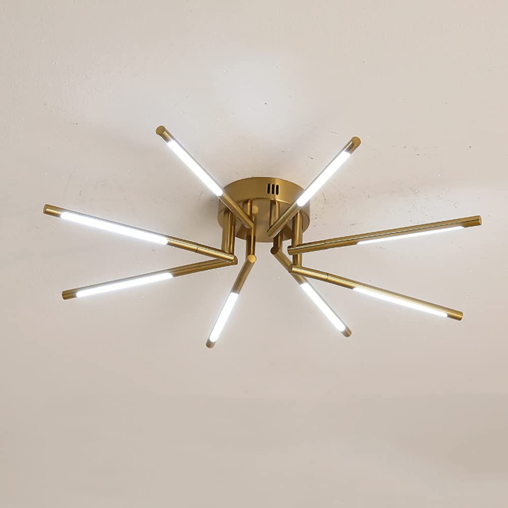 RRJJ Chandelier 8 heads LED Silicone Dimming Ceiling Lights, Modern Bedroom Dimming Chandeliers, Ceiling Lights Black and Gold Recessed Ceiling Lights, Industrial Chandeliers for Dining